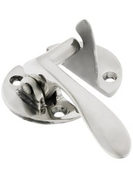 Solid Brass Left-Hand Flush Hoosier Cabinet Latch in Polished Nickel.